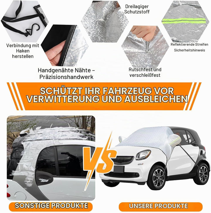 Frontscheibenabdeckung für Smart Fortwo 2006-2025, Windschutzscheibe Abdeckung Verdickte mit Riemen