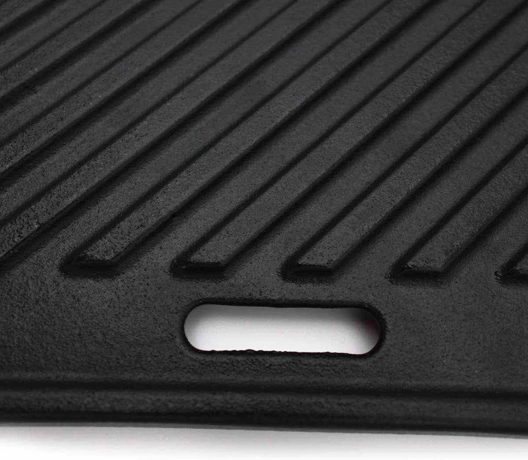 SANTOS Grillplatte/Grillplancha - Gusseisen Wendeplatte 33,5x48cm - 2 Seitig nutzbar - BBQ-Gussplatt