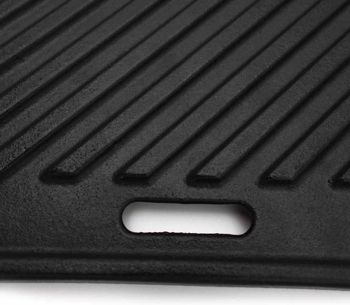 SANTOS Grillplatte/Grillplancha - Gusseisen Wendeplatte 33,5x48cm - 2 Seitig nutzbar - BBQ-Gussplatt