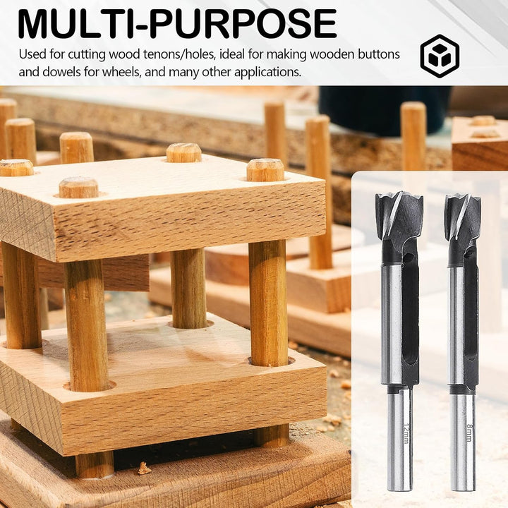 Zapfenschneider Bohrer Set, Zapfenbohrer Holz Holzdübel Plug Cutter 8mm 12mm, 1/2" Rundschaft präzis