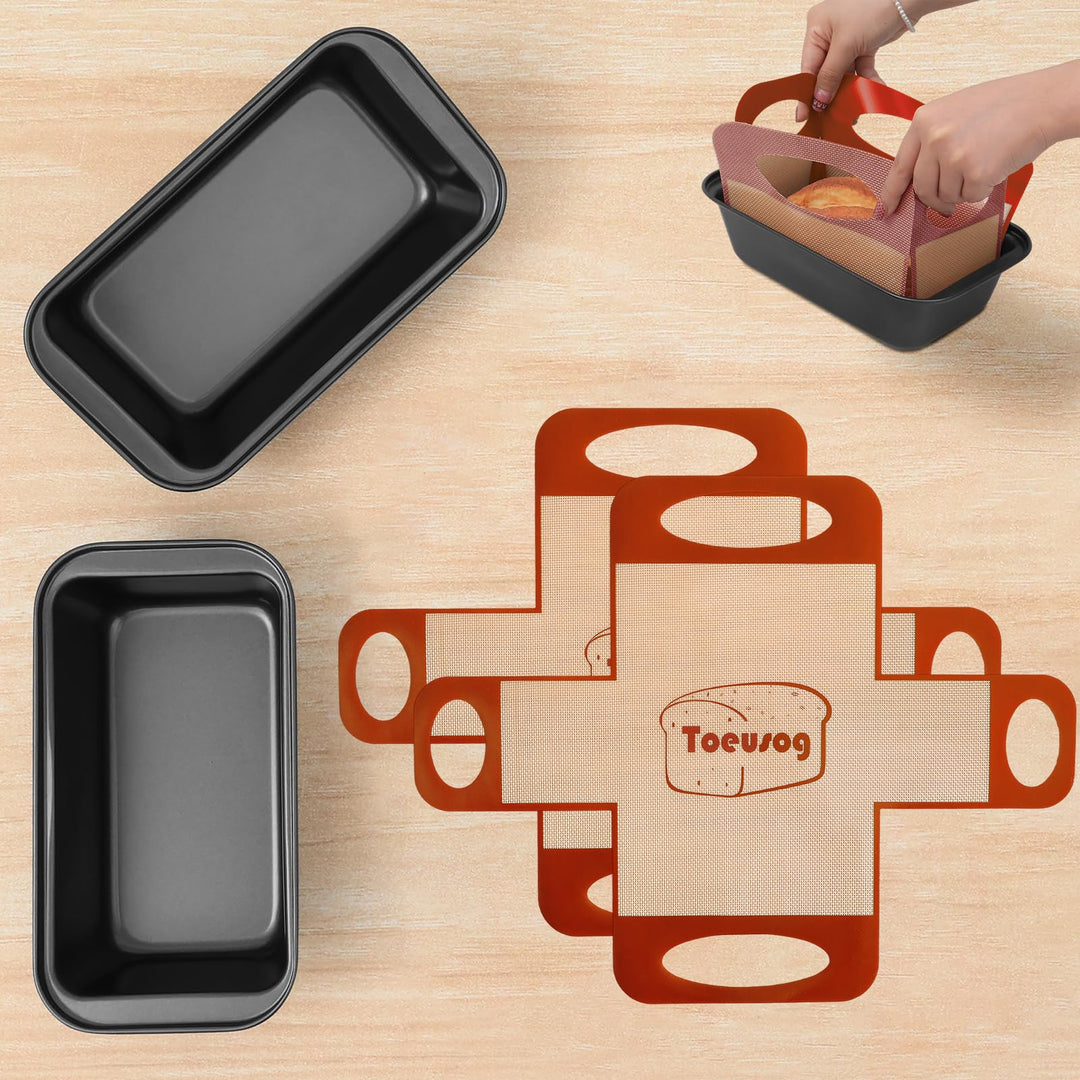 Brotbackform Kasten 2er Set: Kastenform Brot 27x15x7cm mit 2x Backmatte - Antihaft Brotform zum Toas