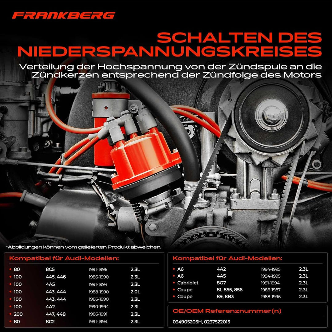 Frankberg Zündverteiler Verteiler Kappe Kompatibel mit 100 1986-1994 200 1986-1991 80 1991-1996 90 1
