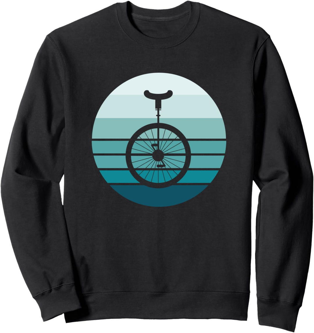 Einrad, Retro-Stil, blau und schwarz Sweatshirt