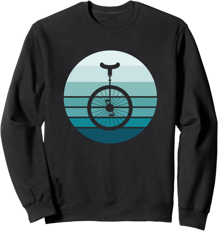 Einrad, Retro-Stil, blau und schwarz Sweatshirt