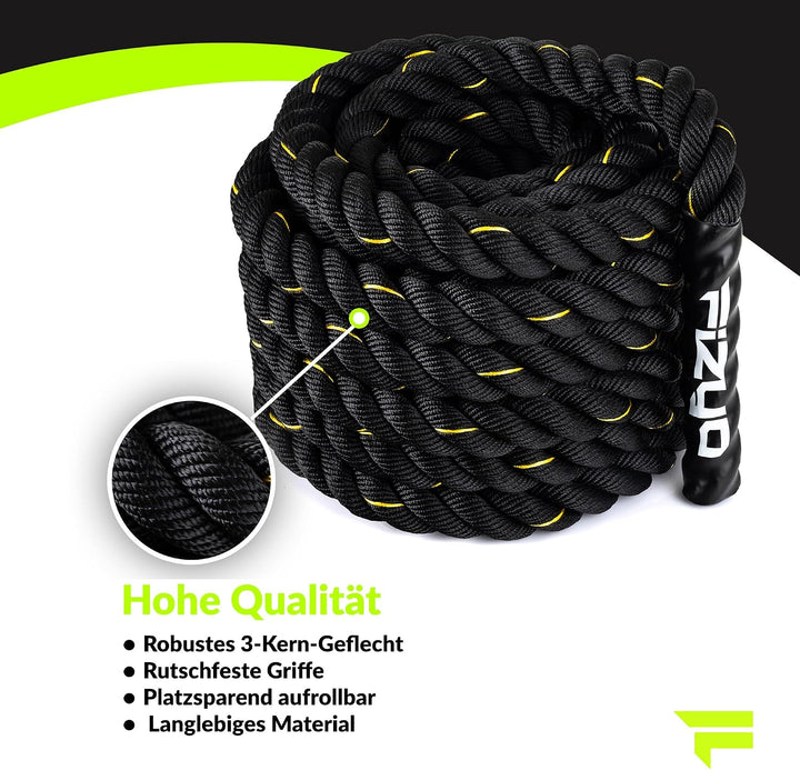 FIZYO Battle Rope 9 m – Trainingsseil Fitness für Functional Training | Robustes Fitness Seil mit Um