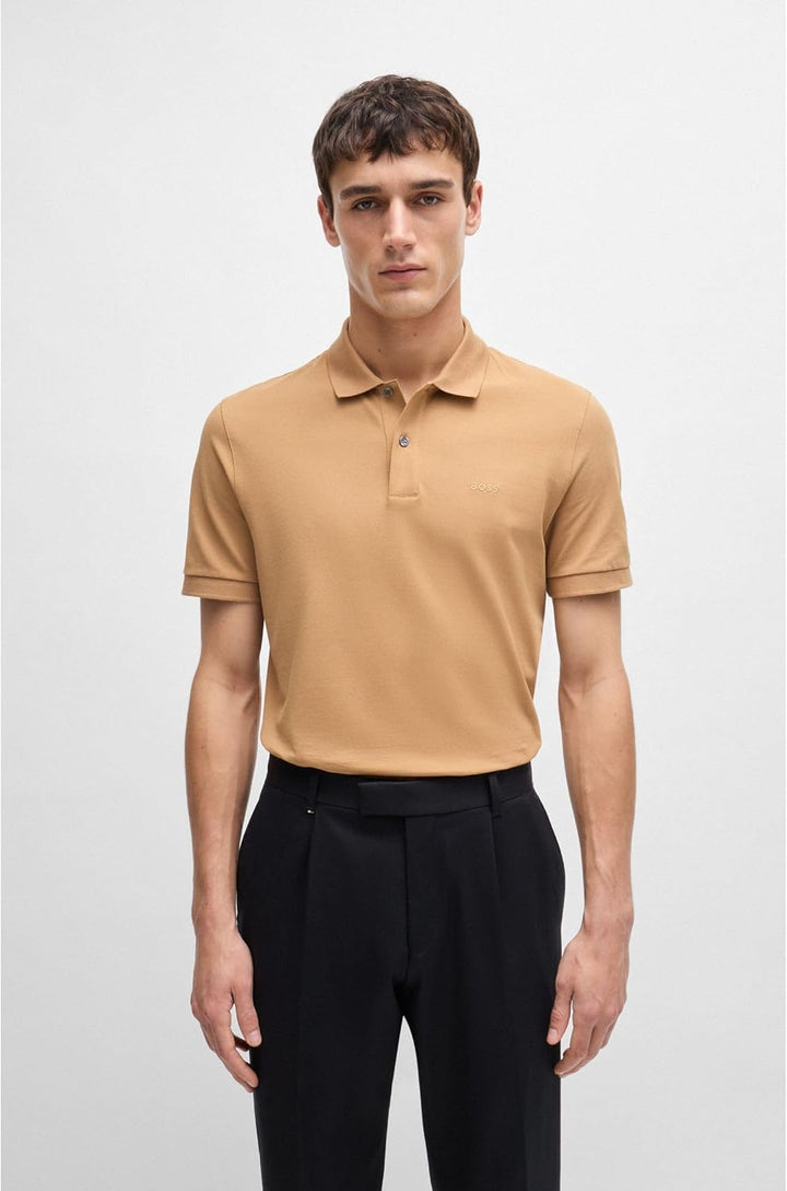 BOSS Herren Pallas Pallas Poloshirt aus Baumwoll-Piqué mit Logo-Details XXL Mittel Beige260, XXL Mit