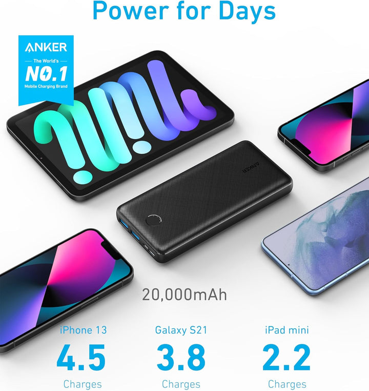 Anker 325 Powerbank, 20000mAh externer Akku PowerIQ Technologie USB-C Port, enorme Energiedichte, ko