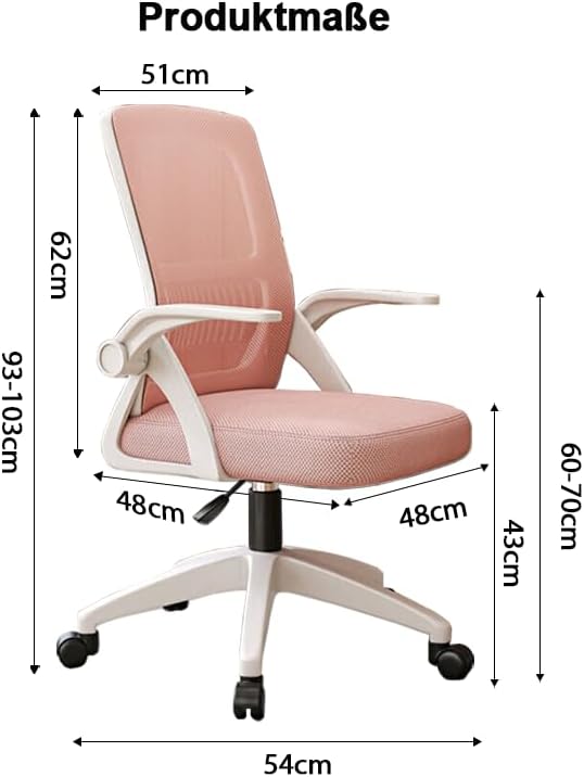 Bürostuhl,Ergonomischer Drehstuhl mit Atmungsaktiver Mesh-Rückenlehne,Hochklappbaren Armlehnen und L