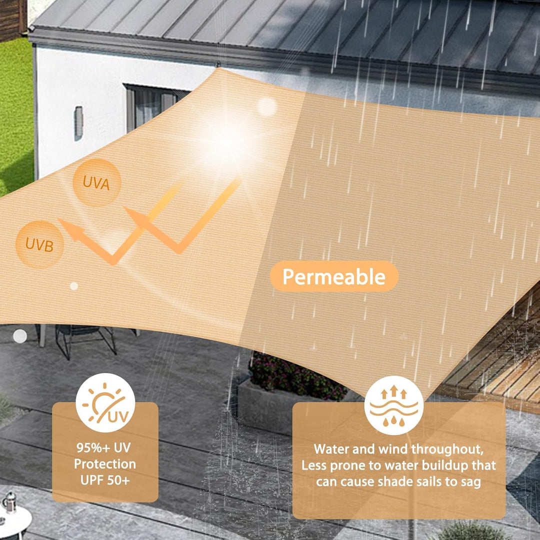 Duerer 3.6x4.8m Sonnensegel mit Befestigungs Kit, Rechteckig Sonnenschutz 95% UV Schutz Garten Balko
