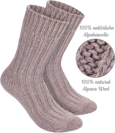 Brubaker 4 Paar Alpaka Socken sehr dick flauschig und warm - reine Alpakawolle 43-46 Brauntöne, 43-4