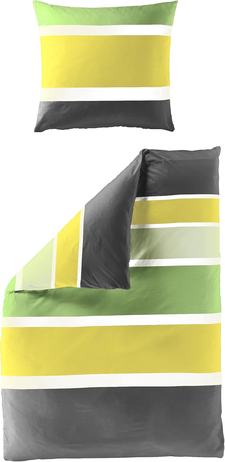 Bierbaum Bettwäsche 4757, Mako-Satin, Designed in Germany, limone 18, 135x200 + 80x80 cm 135 cm x 20
