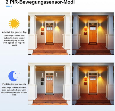 Allesgute LED Aussenleuchte mit Bewegungsmelder IP44 Modern UP Down Wandleuchte Aussen Gebürstet Ede