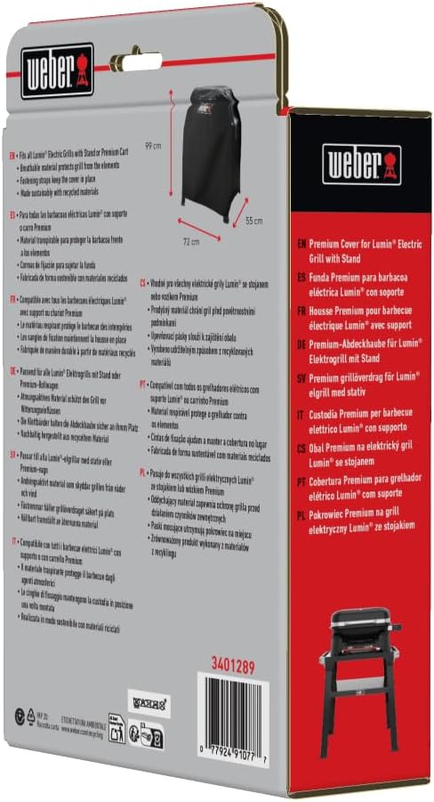 Weber Premium Grill Abdeckhaube für Lumin mit Stand, atmungsaktiv UV- & wasserbeständig, Schutz for