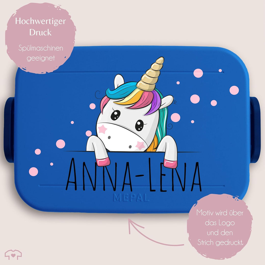 Kinder Bento Box Midi für Mepal Bentobox - Einhörner - Brotbox Einhorn süss Lunchbox Unicorn I - 900