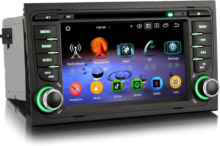 Erisin 7 Zoll 8-Kern 4GB+64GB Android 12 Autoradio Bluetooth mit GPS Navigation Für Audi A4 S4 RS4 R