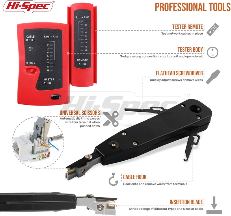 Hi-Spec Netzwerk Werkzeug, PC Werkzeugset & Computer Wartungs- & Reparatur-Set für RJ45 RJ11 Lan Kab