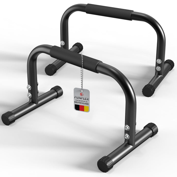 FUNFLEX Handstand Barren, Parallettes Liegestützgriffe aus Stahl – Rutschfeste Push-Up Bars, Dips &