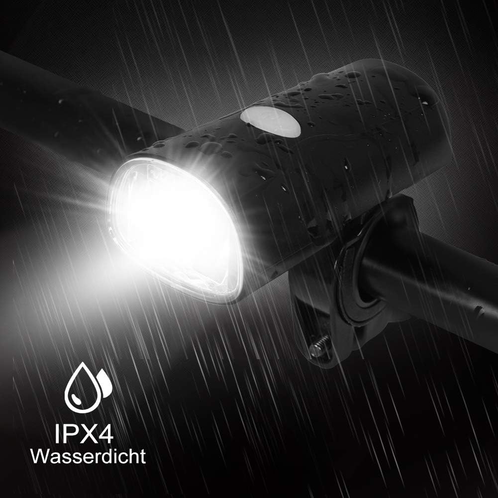 Opard Fahrradlicht, Fahrradbeleuchtung LED, 2 Licht-Modi Fahrradlampe USB aufladbar/StVZO Zugelassen