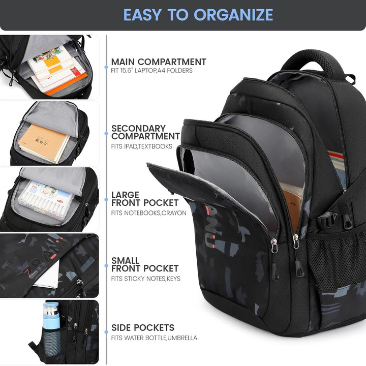 Amythe Rucksack Teenager Schulrucksack - Lässiger Daypack Herren, Schultasche für Jungen der 4.- 9.