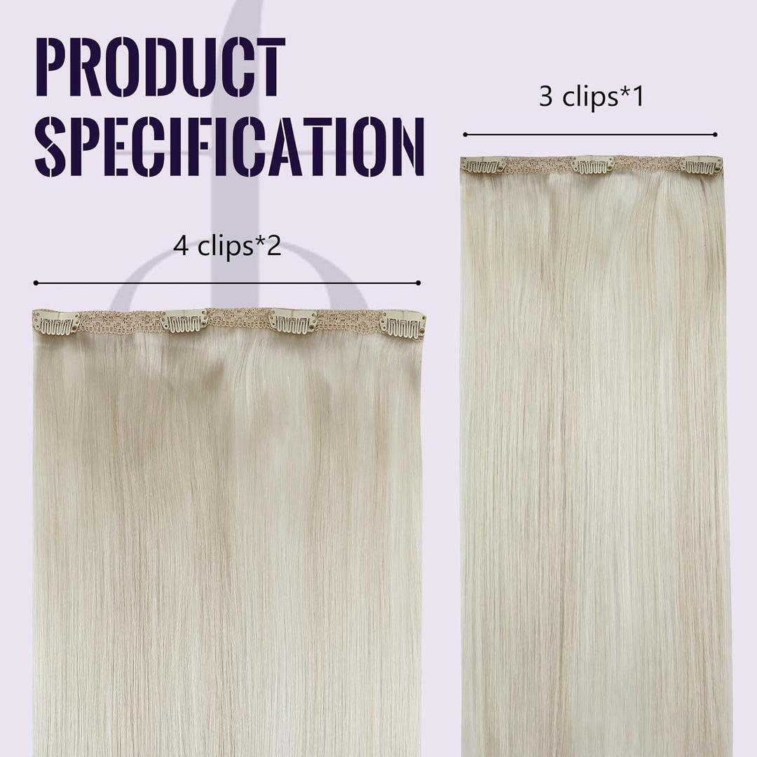 Fshine Invisible Clip in Extensions Echthaar Blond Hair Extensions Clip in Echthaar Weissblond 30cm