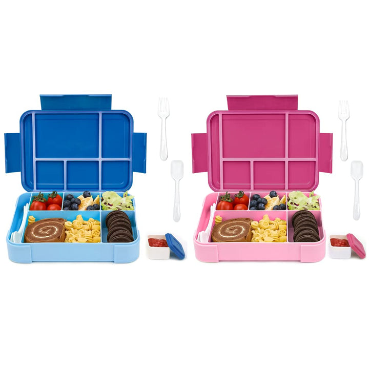 Bugucat Brotdose Kinder mit Fächern 1330ML 2 Set,Lunchbox Kinder Bento Box Auslaufsicher mit 6 Fäche