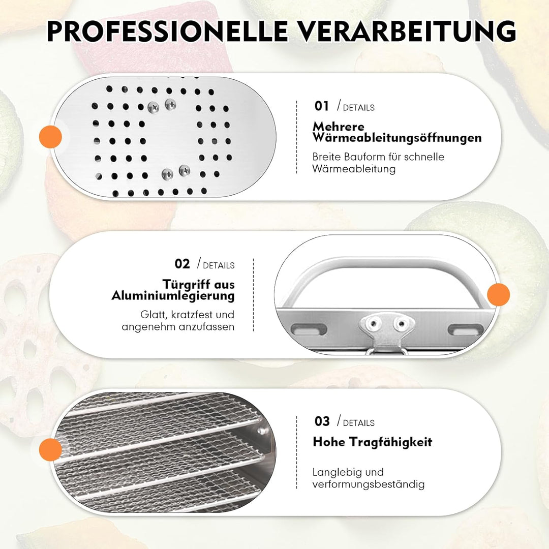 Dörrautomat,Dörrautomat Edelstahl,Gefriertrockner für zuhause,Dörrgerät für Lebensmittel,Dehydrator