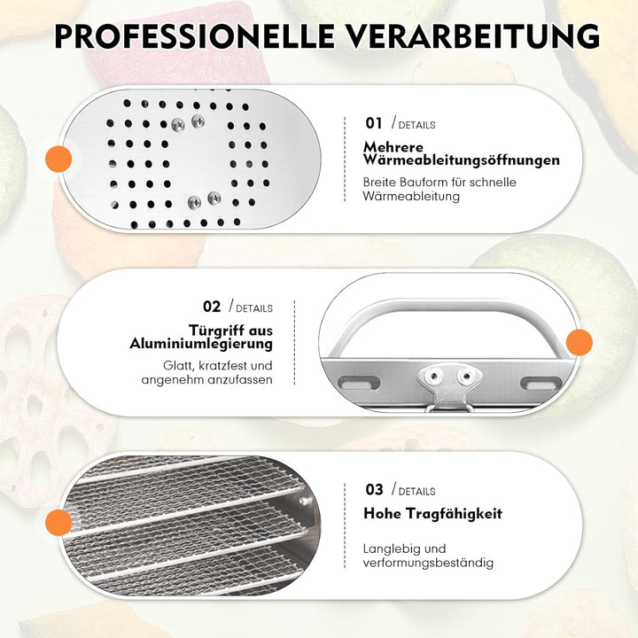 Dörrautomat,Dörrautomat Edelstahl,Gefriertrockner für zuhause,Dörrgerät für Lebensmittel,Dehydrator