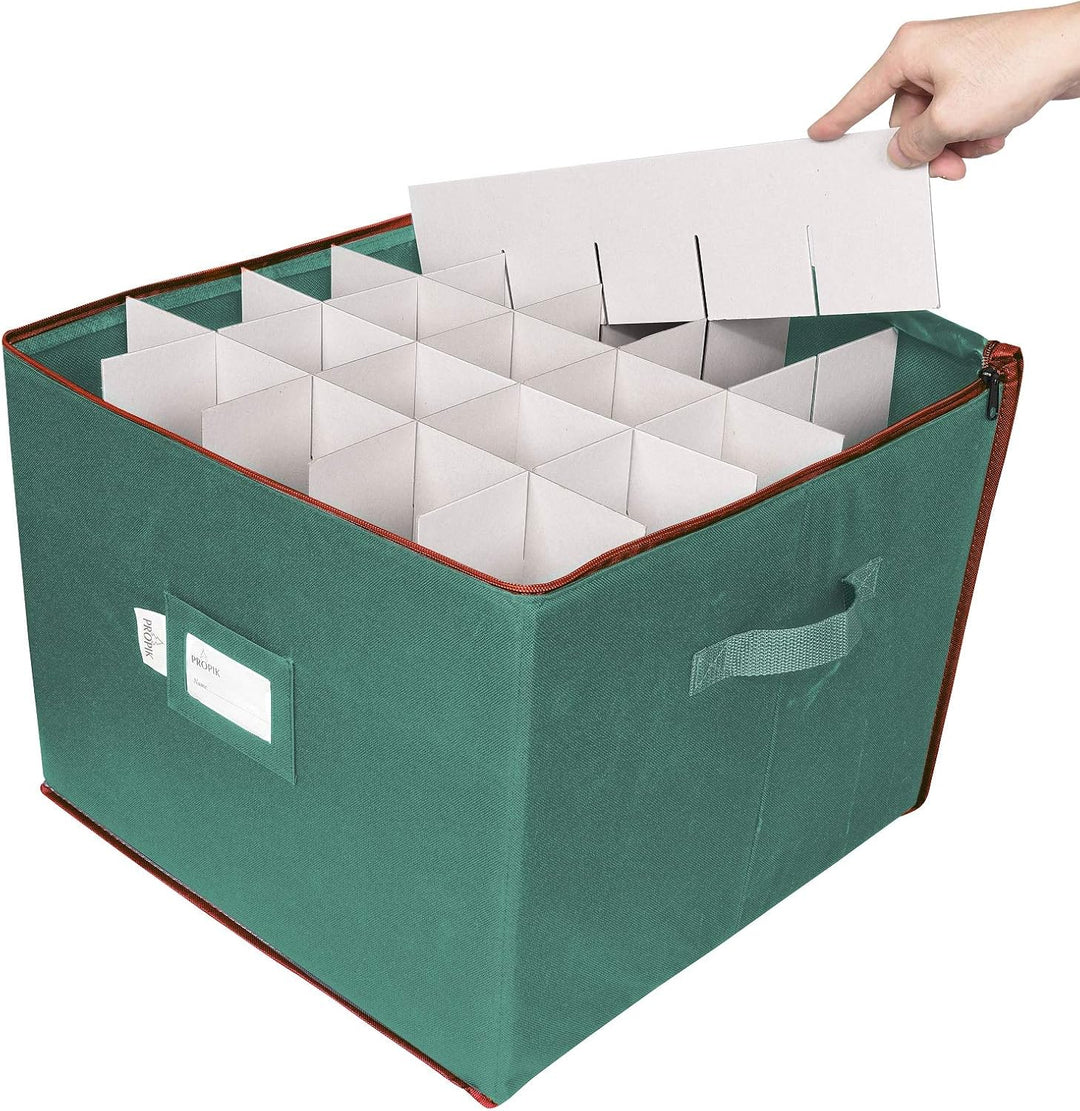 ProPik Weihnachtskugeln Aufbewahrungsbox, Christbaumschmuck Aufbewahrung für 75 Christbaumkugeln Grü