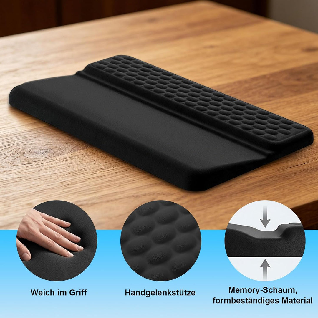 Integrierte Handballenauflage Tastatur zur Entlastung der Handgelenke, 43 x 24,5 cm Memory Foam Hand