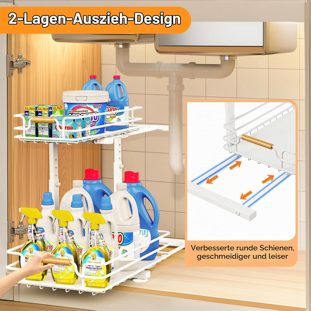 JYPS Schrank Organizer Küche, 2 Etagen Metall Spülschrank Organizer Unter Waschbecken Regal, Höhenve