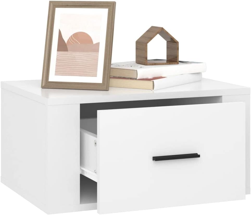 FIRBNUS Nachtschränkchen Nachtkommode Wand-Nachttische 2 STK. Hochglanz-Weiss 50x36x25 cm Bett Kommo
