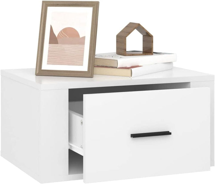 FIRBNUS Nachtschränkchen Nachtkommode Wand-Nachttische 2 STK. Hochglanz-Weiss 50x36x25 cm Bett Kommo