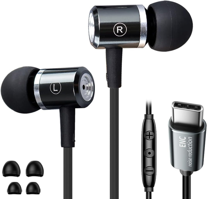 Kabel Ohrhörer mit ENC Noise-cancelling USB C In Ear Kopfhörer reicher Bass | Stereo Dynamisch Bass