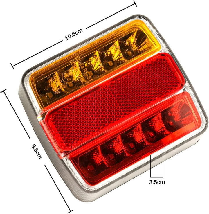 Yuanjoy 2 Stück 12 V LED-Rücklichter für Anhänger, 5 Funktionen - mit Bremslichter, Blinker, Positio