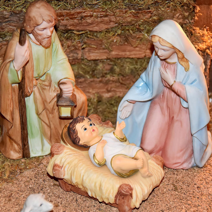 Gatuida Mini Jesuskind Krippenfigur Kunstharz Christkind Statue für Weihnachtskrippe Religiöse Dekor
