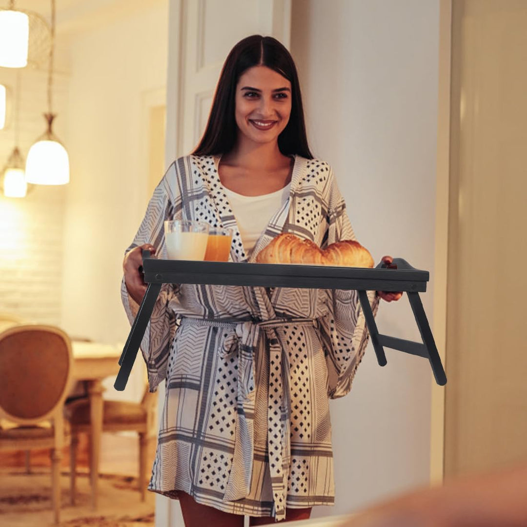 Betttablett Tisch klappbar Beine Frühstücksessen Tablett Bambus tragbar Knietisch Holz Servieren Abe
