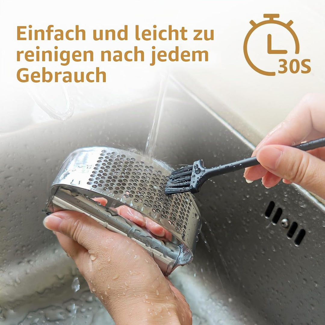 Knoblauchpresse, Knoblauchwippe aus rostfreiem Edelstahl, garlic press, Tragbarer Küchenhilfe, Mit K