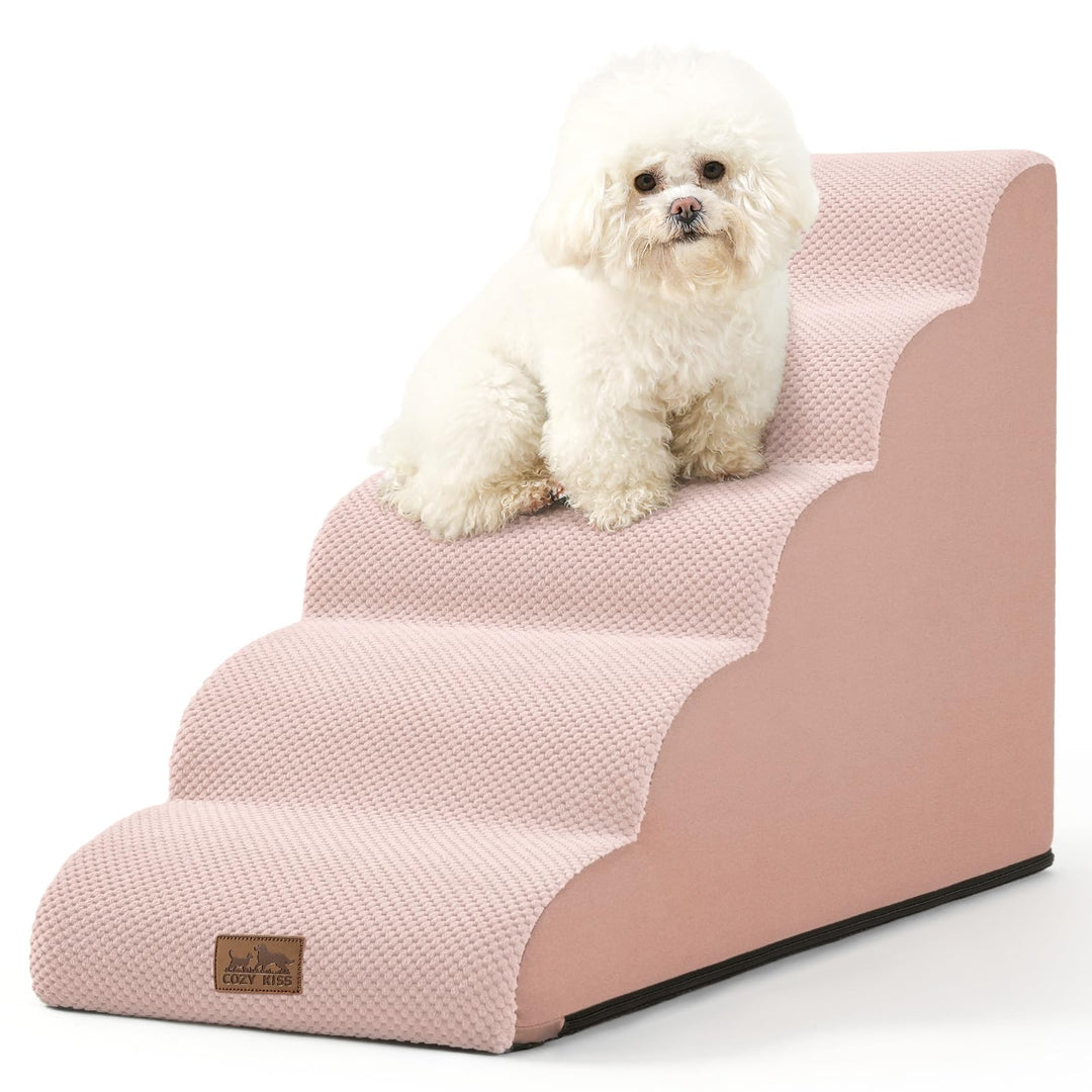 COZY KISS Hundetreppe für Kleine Hunde, Haustiertreppe für Couch aus Hochdichtem Schwamm, Hunde Trep