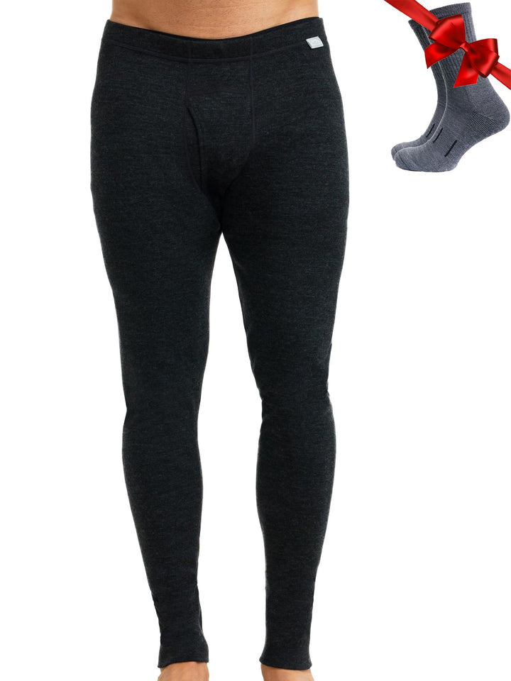 Merino Unterwäsche Herren - Lange Unterhosen Herren Merino Thermounterwäsche + Wollsocken S .320 Cha