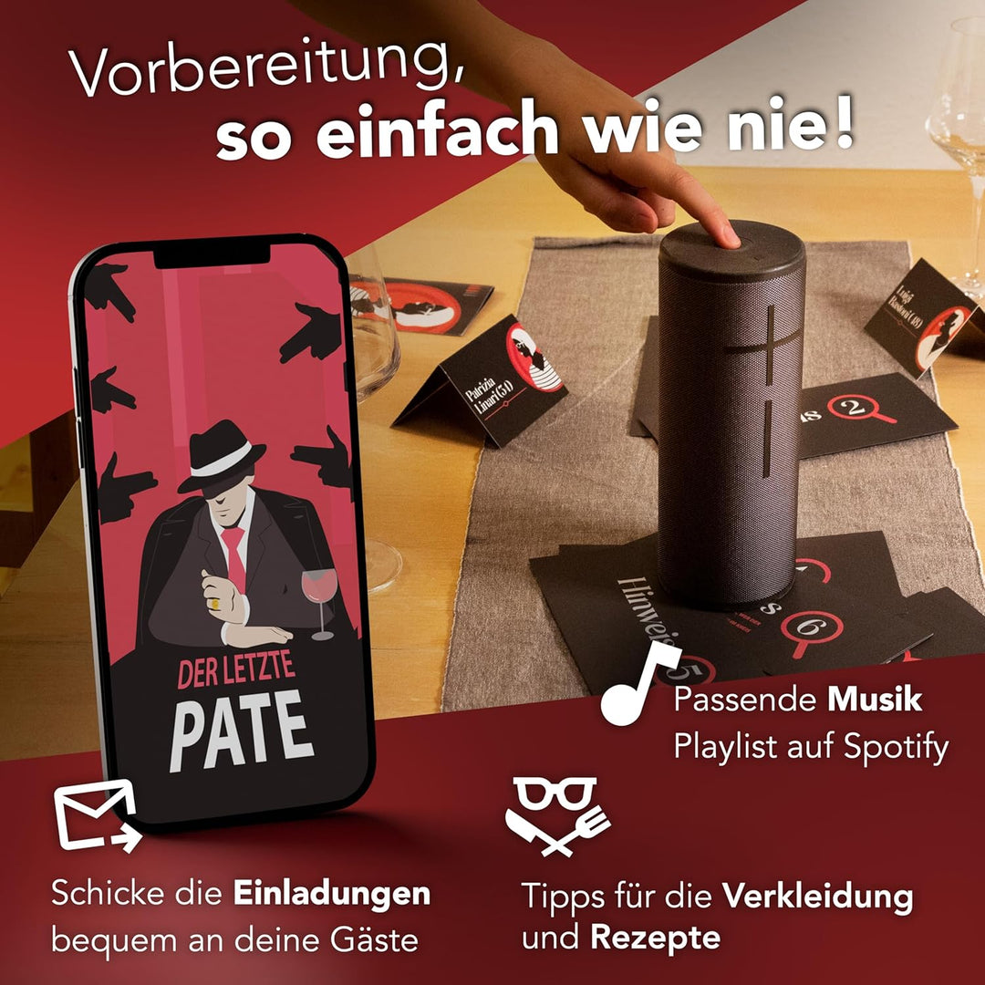 Krimidinner für 4-6 Spieler: Der letzte Pate | Das schaurig-heitere Mafia Krimi Dinner für 4 bis 6 P