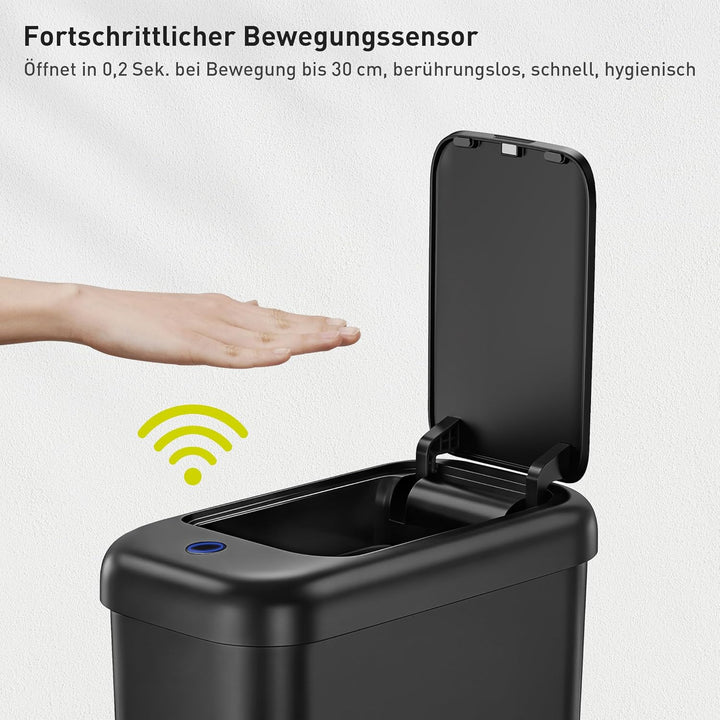 EKO Automatischer Badezimmer-Mülleimer mit Deckel, 10L Schlanker Sensor Abfalleimer, Wasserdichter B