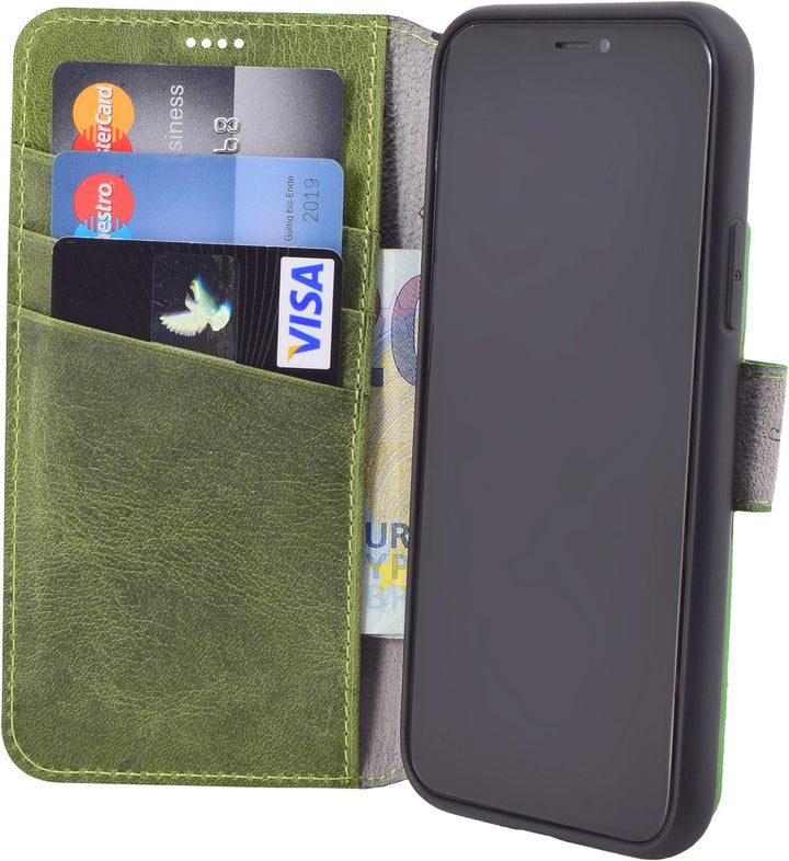 Suncase Book-Style Hülle kompatibel mit iPhone 11 (6.1 Zoll) Leder Tasche (Slim-Fit) Lederhülle Hand
