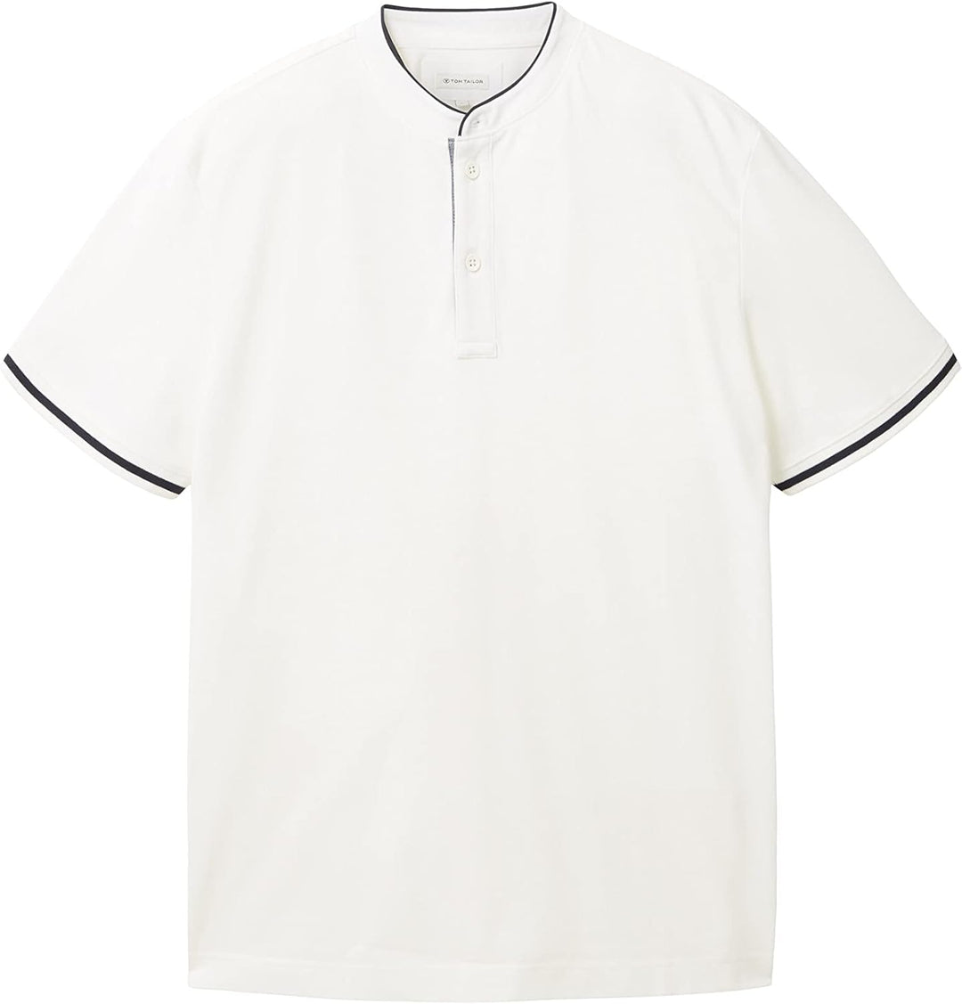 TOM TAILOR Herren Piqué Poloshirt mit Stehkragen M 10332 - Off White, M 10332 - Off White