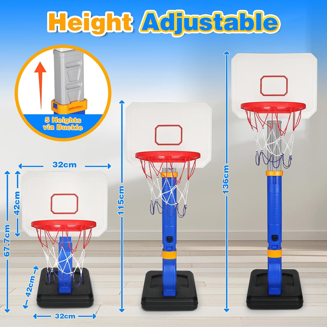 YIMORE Basketballkorb Kinder, Basketballkorb Outdoor Indoor mit Ständer Höhenverstellbarer 70-138cm,