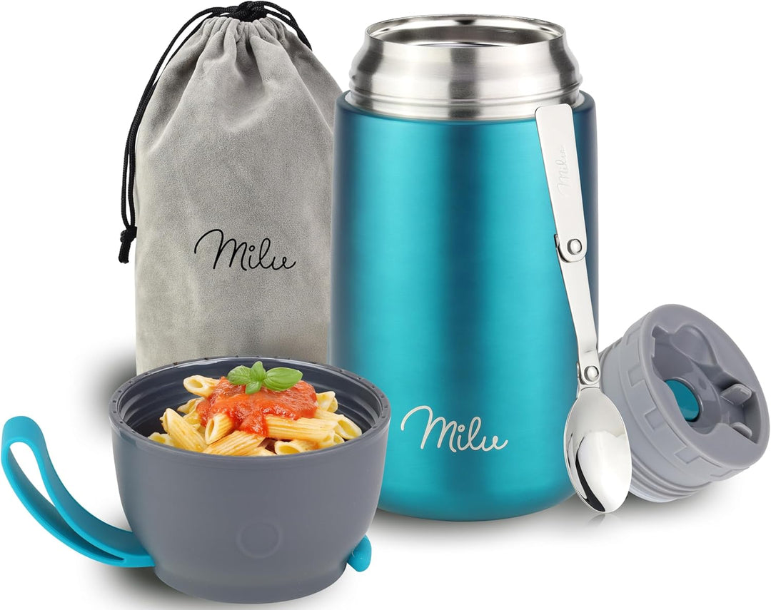 Milu® Thermobehälter 450, 650ml, 800ml | Edelstahl Warmhaltebehälter | Essensbehälter | Speisegefäss
