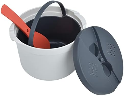 2L Mikrowellen-Reiskocher-Set, Lebensmittelechtes PP-Material, Reislöffel-Deckelsieb, Dampftopf für