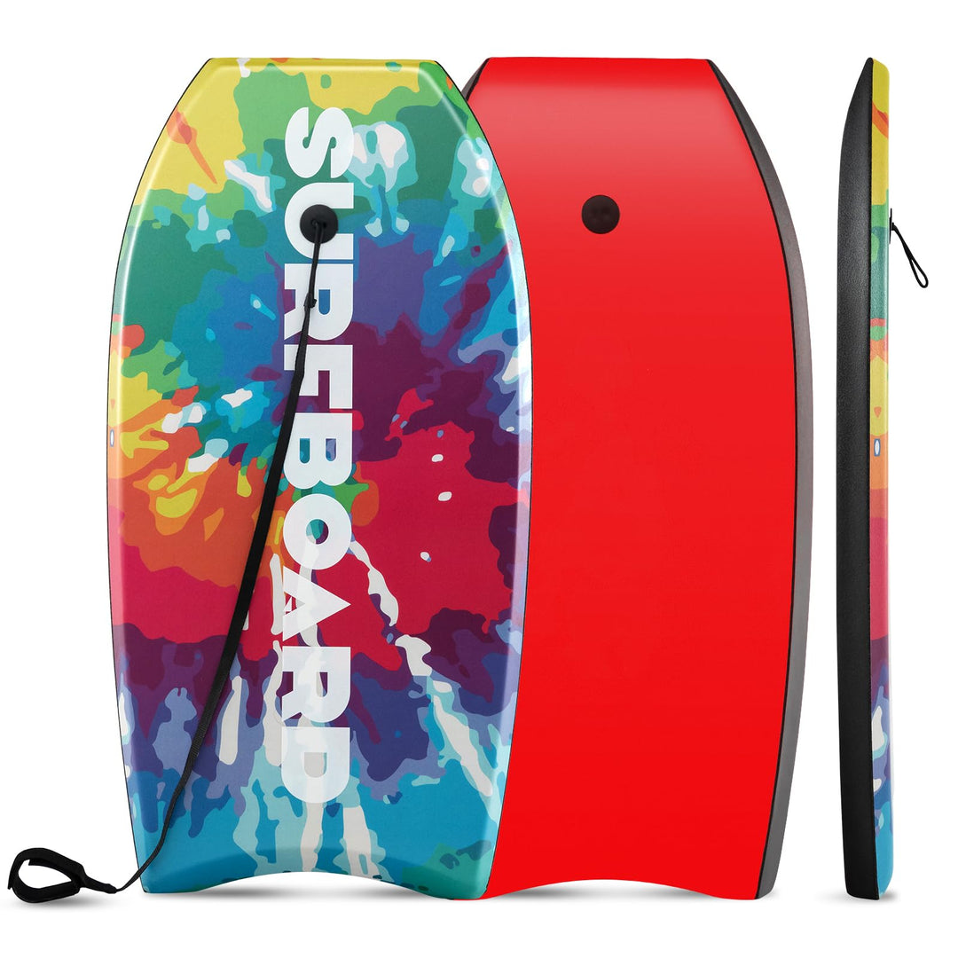 HOMASIS Leichtes Bodyboard, Surfbrett mit EPS-Kern, XPE-Deck, HDPE-Boden & Handgelenk-Leash, Surfboa