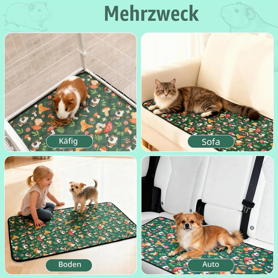 2 Stück PIPI Pads 120x60cm für Meerschweinchen, wasserdichte &amp; rutschfeste Unterlage mit 4 Lagen, su