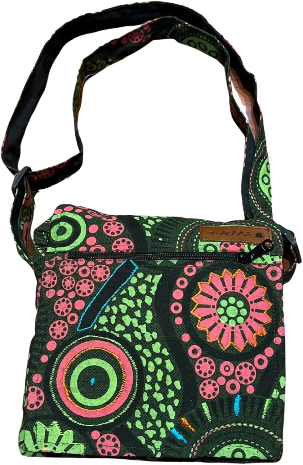 Damen Baumwolle Umhängetasche Indische Ethno Stil Boho Maliprint Tasche Baumwolle satche l mit Klapp