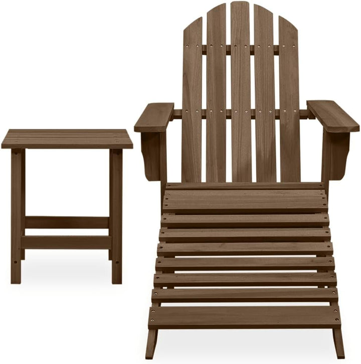 vidaXL Tannenholz Massiv Adirondack Gartenstuhl mit Fussstütze Tisch Deckchair Liegestuhl Gartenmöbe